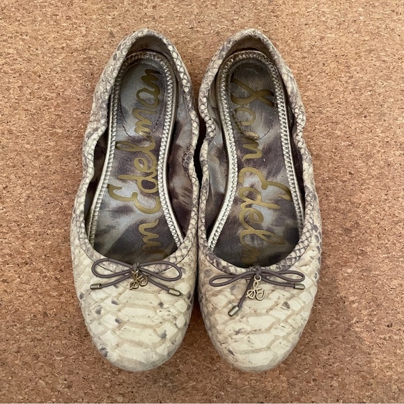 Sam Edelman Felicia Ballet Flat Embossed Leather Python Snake Print Size 6 shoes - Picture 2 of 8
